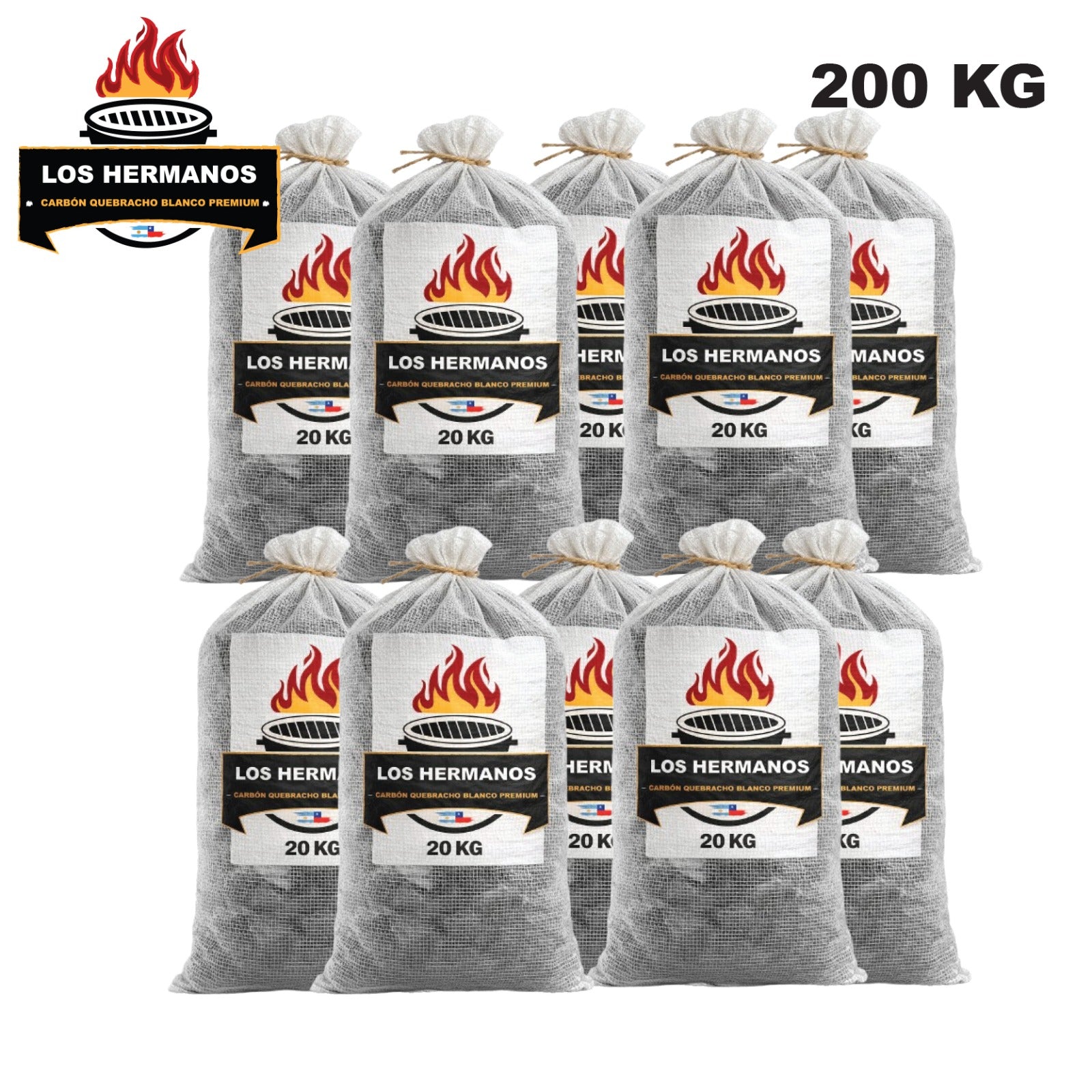 Pack 10 sacos carbón 20 kg